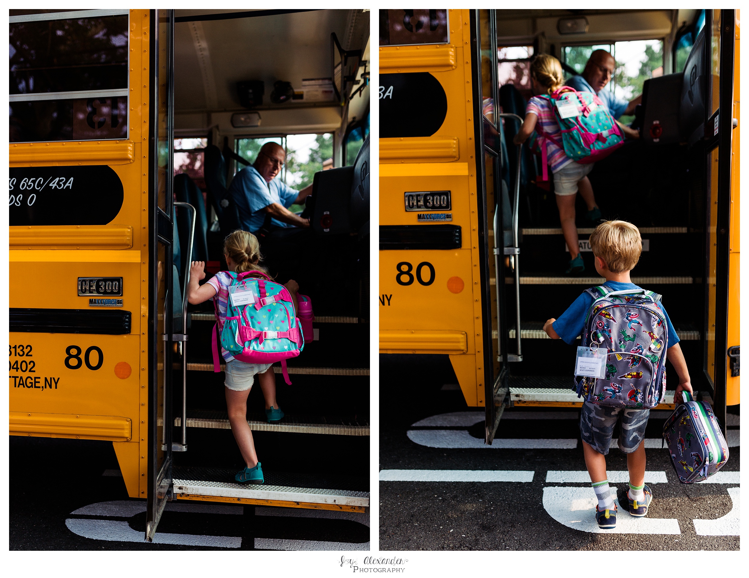 Nyack, school bus, first day of school, kindergarten, twins