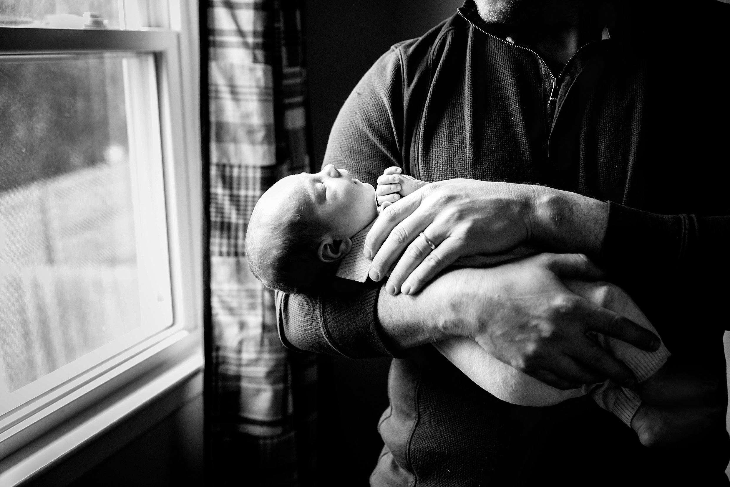 newborn, baby boy, father and son, black and white newborn photography